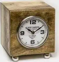 Klok 'kubus' 15x15x15cm mango hout