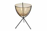 Sfeerlicht glas metalen "kruis" onderstel dia12x18cm amber