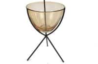 Sfeerlicht glas metalen "kruis" onderstel dia 12x22cm amber