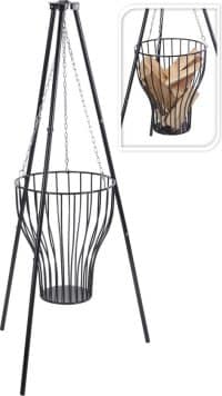 Vuurkorf in driepoot hangend